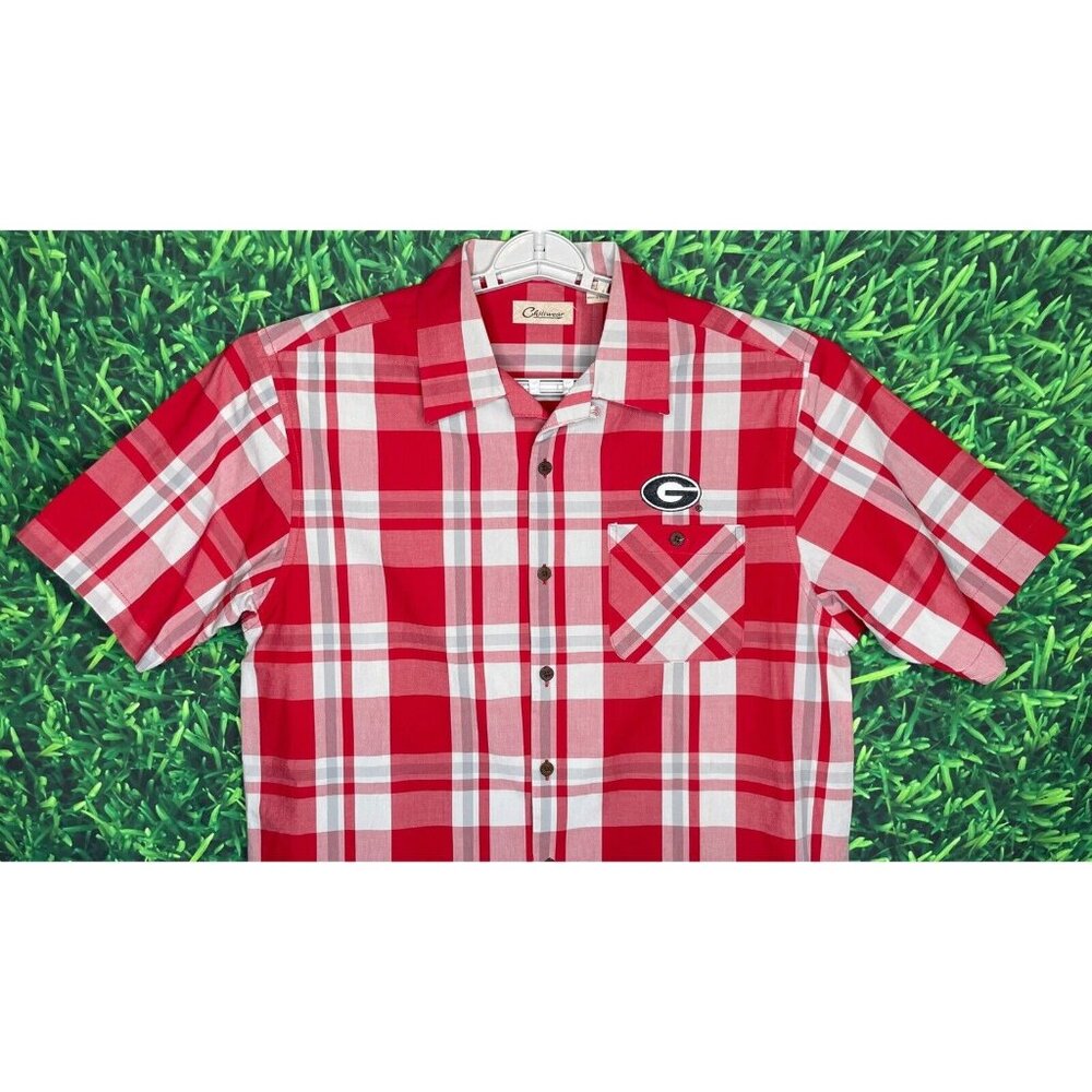 Georgia Bulldogs UGA Dawgs Plaid Short Sleeve Button Front Shirt Men’s Medium